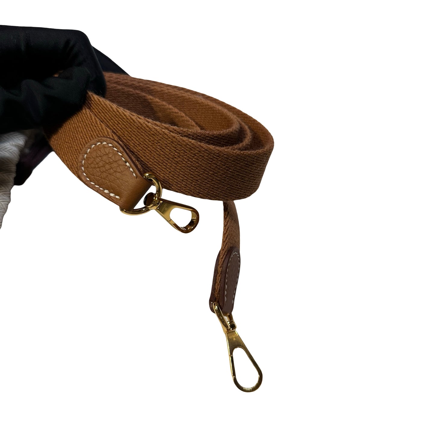 Used HERMES Clemence Leather Evelyne Crossbody Bag Brown GHW