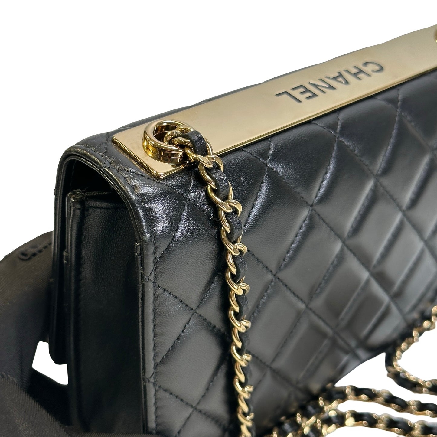 Used CHANEL Quilted Leather Wallet On Chain Wallet on chain Black