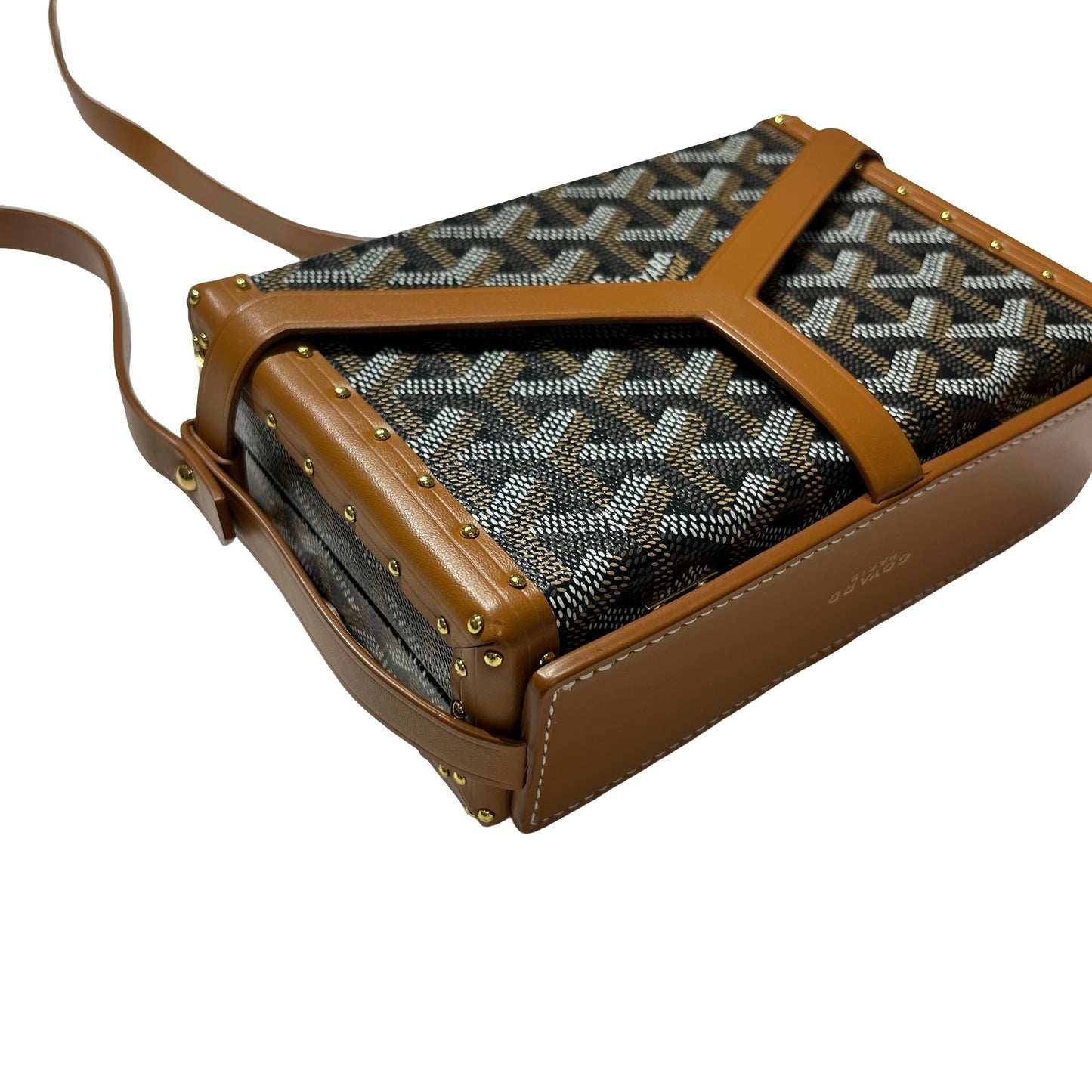 Used GOYARD Goyardine Minaudiere Crossbody Bag Black Brown