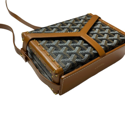 Used GOYARD Goyardine Minaudiere Crossbody Bag Black Brown