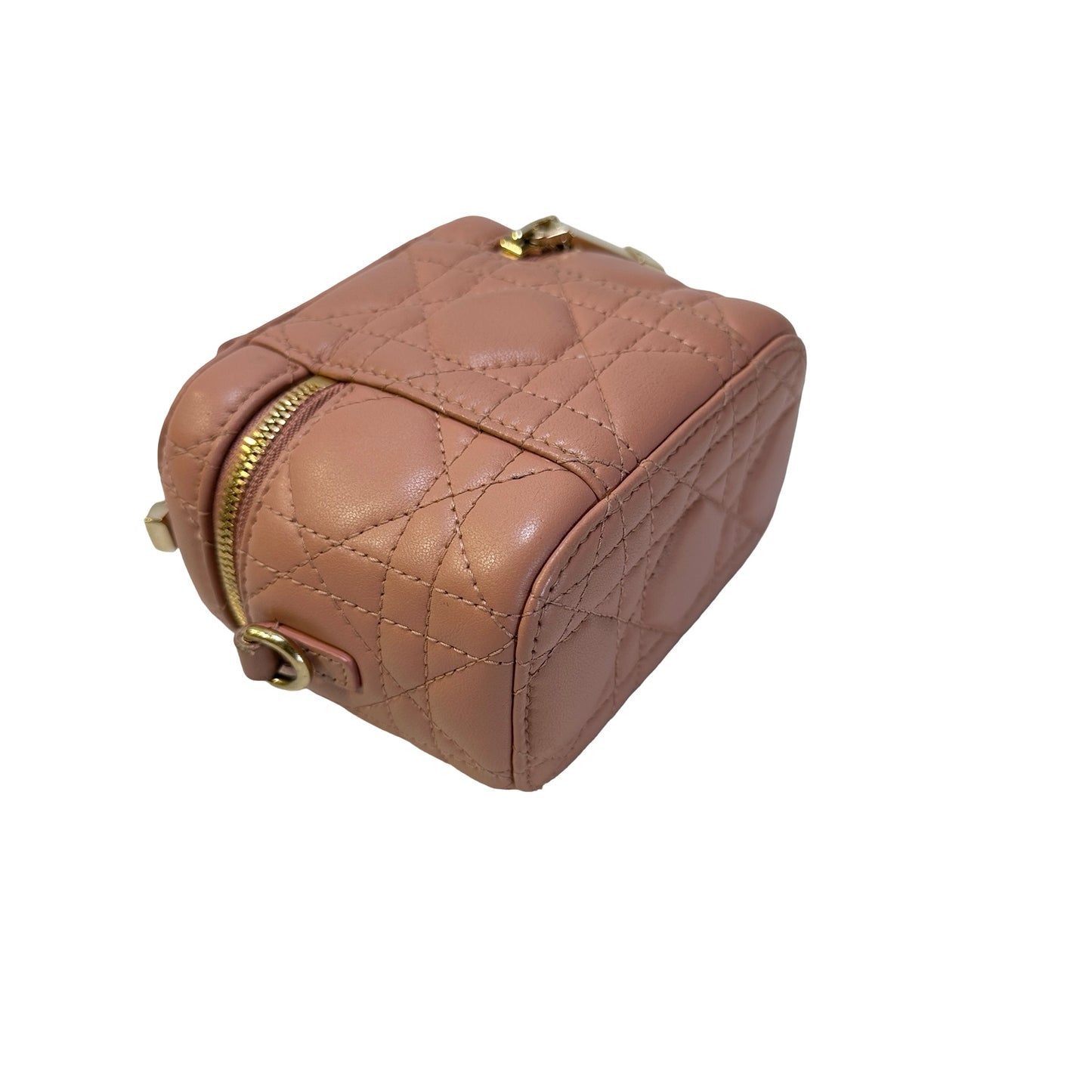 Used DIOR Cannage Cannage Vanity case Pink，GHW