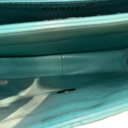 Used CHANEL Vintage flag Flat bag Green GHW