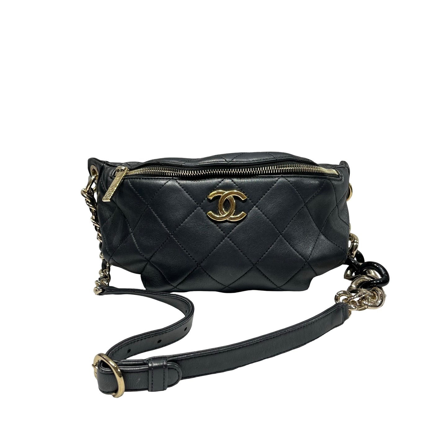 Used CHANEL Belt bag Black GHW