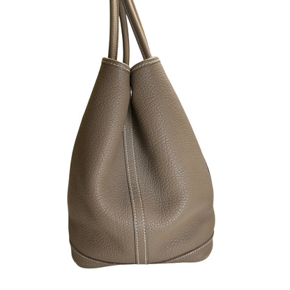Used HERMES Negonda Leather Garden Party Tote Bag Etoupe