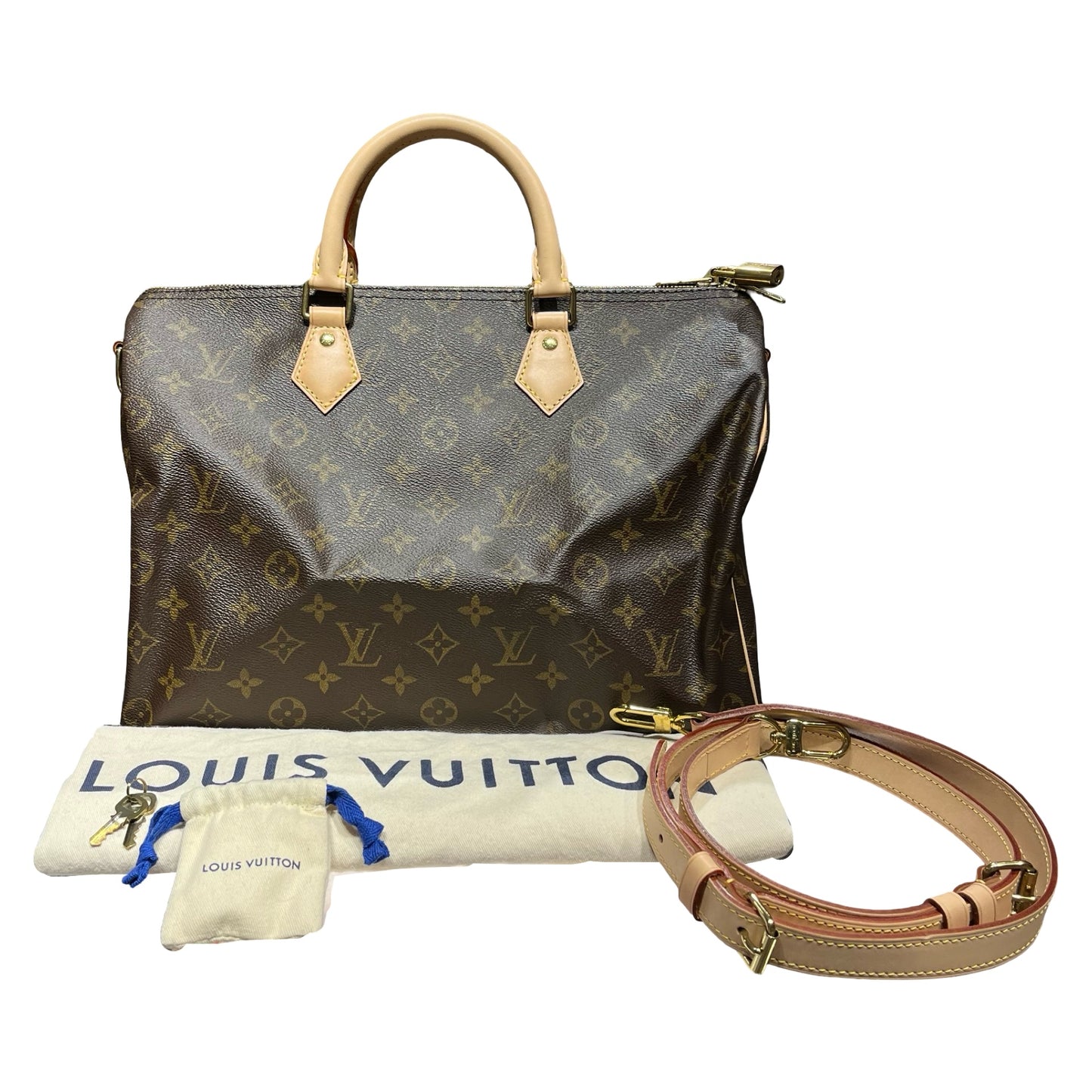 Used LOUIS VUITTON Monogram Canvas Speedy 35 Holdall Brown GHW