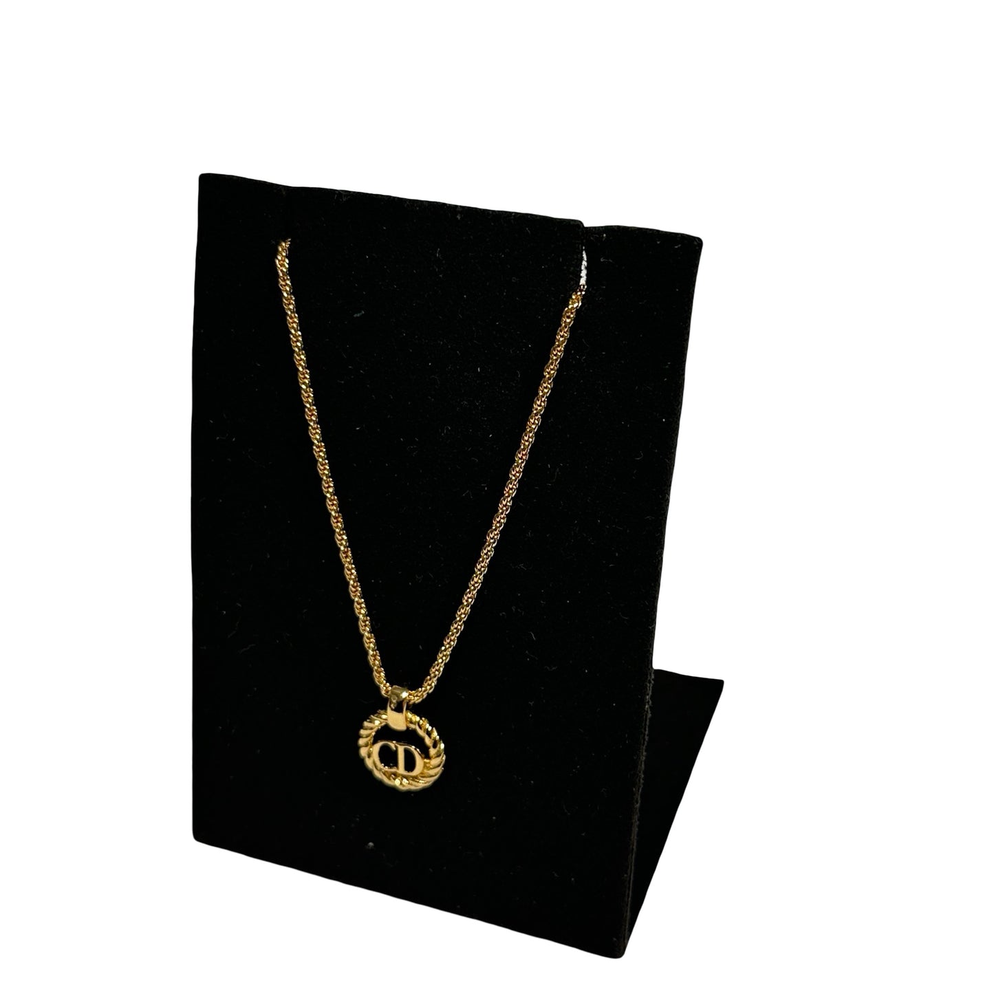 Used DIOR CD Necklace Necklace Gold
