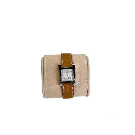 Brand New HERMES Leather H Watch Watch Brown Silver White
