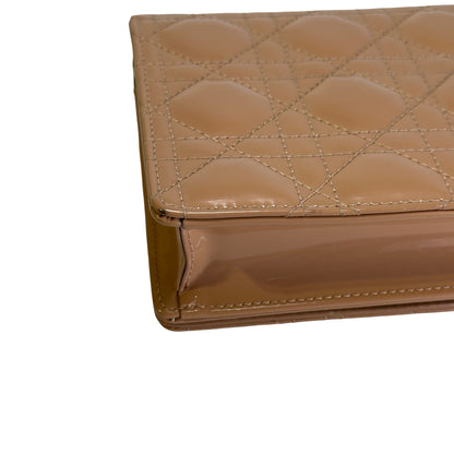 Used DIOR Cannage Patent Leather Cannage Long wallet Beige