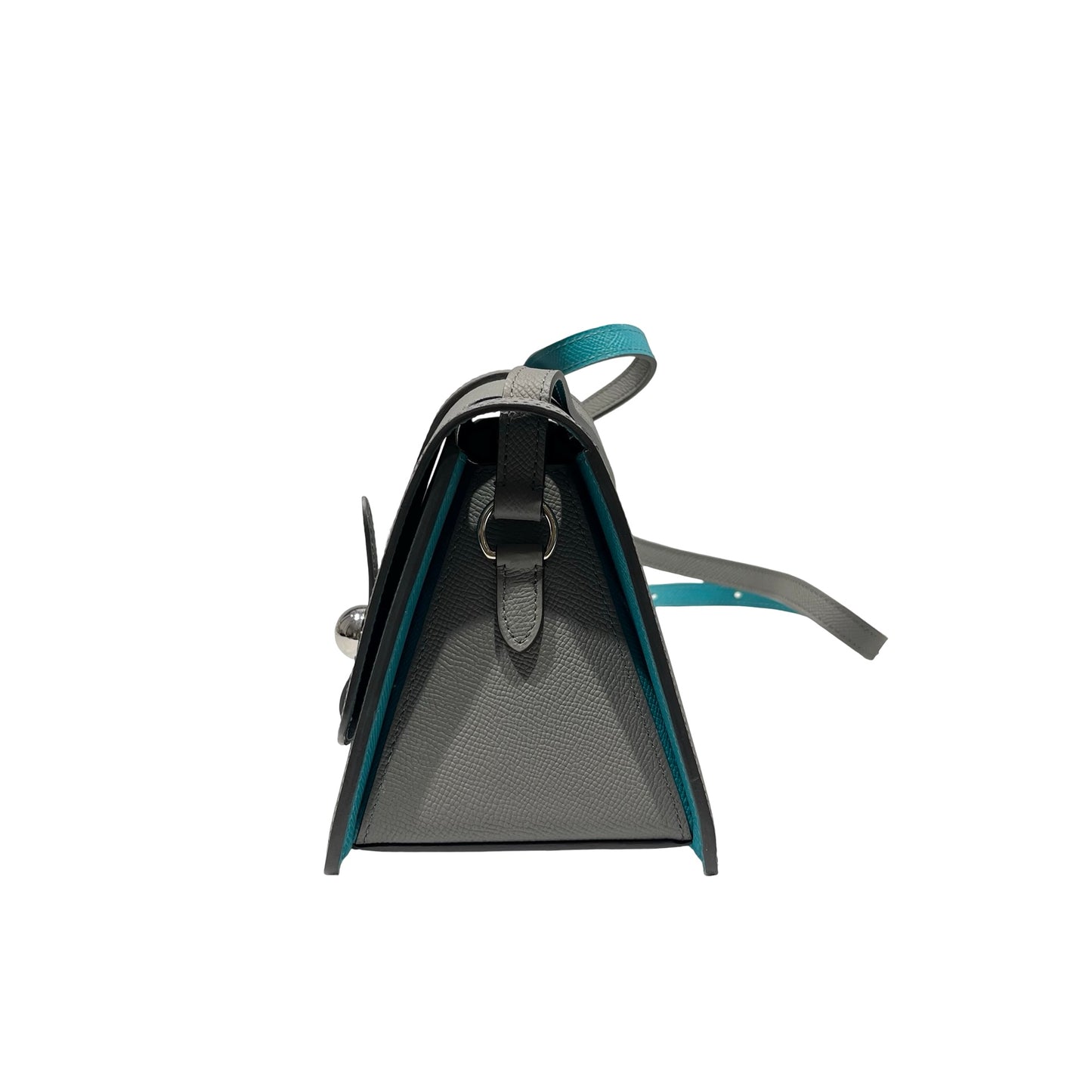 Moynat Calfskin Leather Shoulder Shoulder Bag Grey PHW