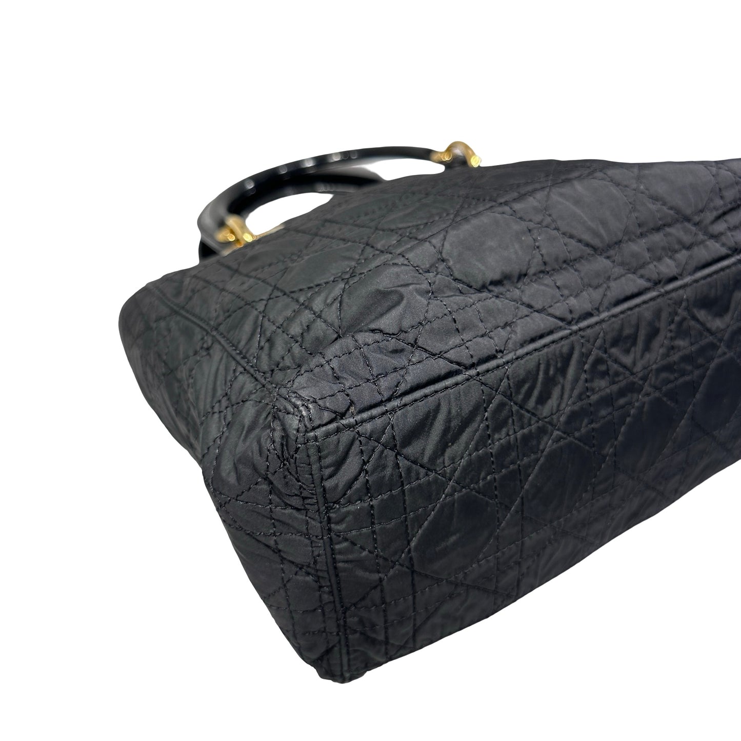 Used DIOR micro lady dior VINTAGE Handbag Black GHW