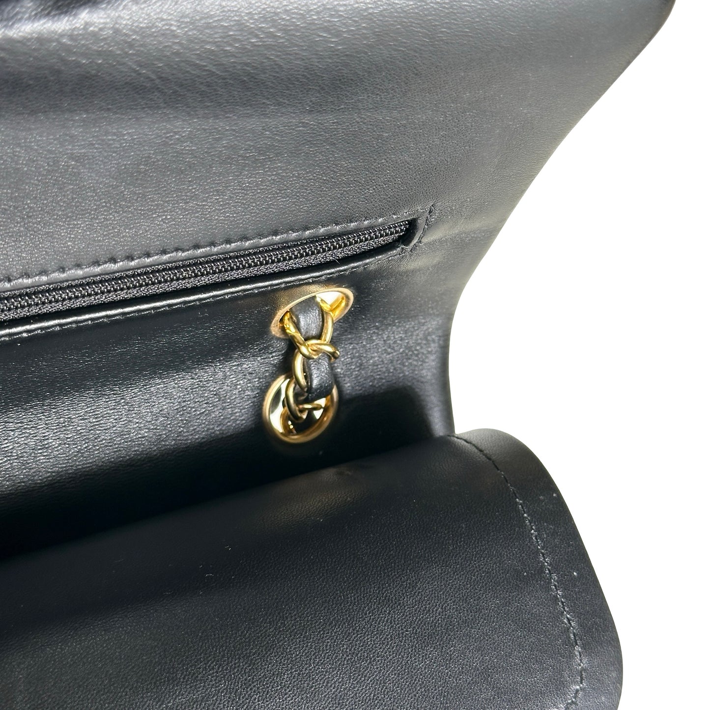 Used CHANEL Quilted Lambskin CF25 Shoulder Bag Black Gold