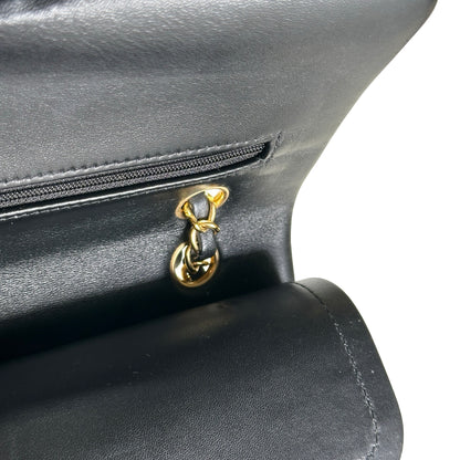 Used CHANEL Quilted Lambskin CF25 Shoulder Bag Black Gold