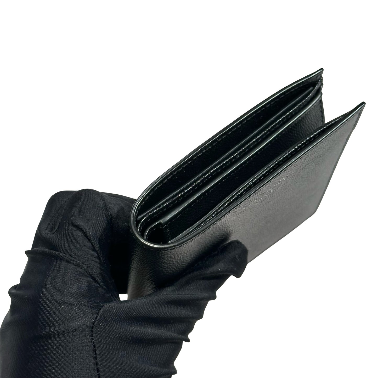 Unused SAINT LAURENT Calfskin Leather YSL PORTEFEUILLE HOMME(128Y)SL Wallet Black