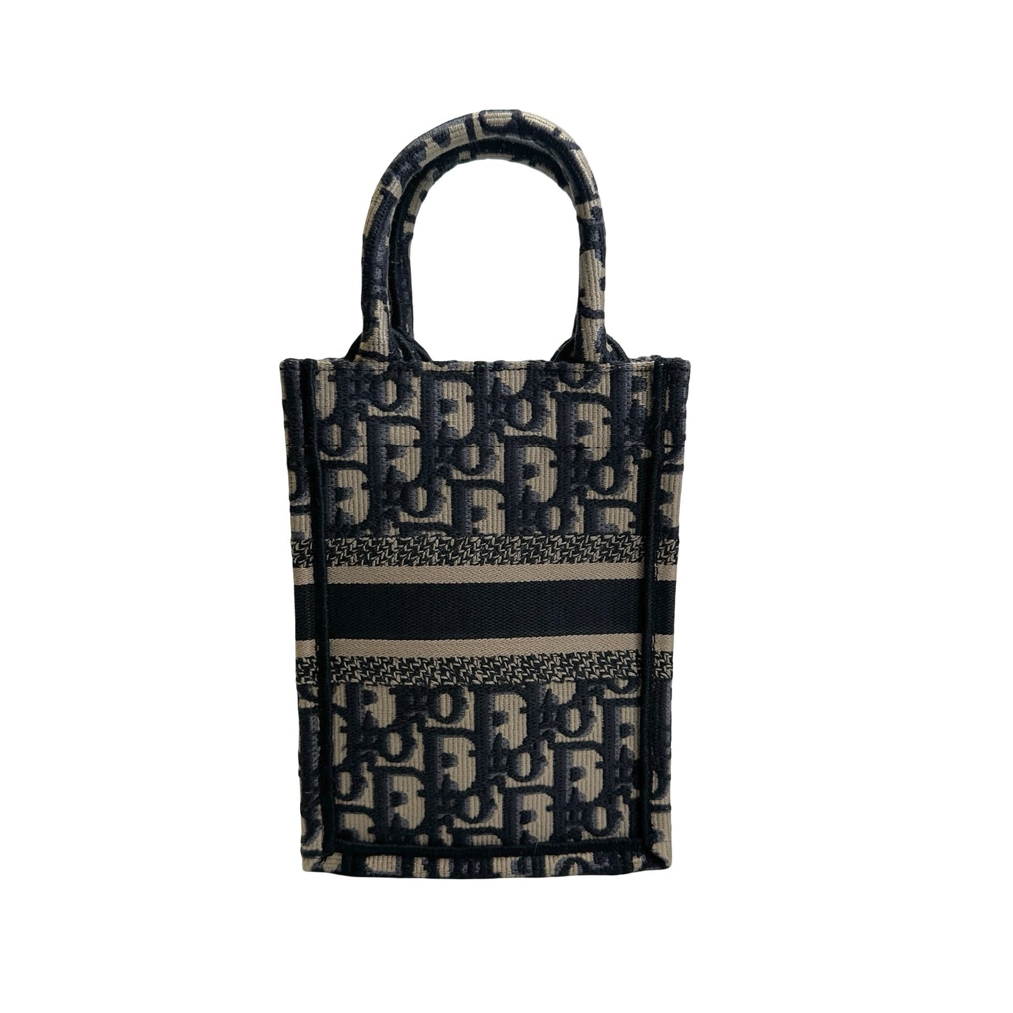 Used DIOR Dior Oblique Embroidery Mini Book tote phone bag Tote Bag Blue Beige