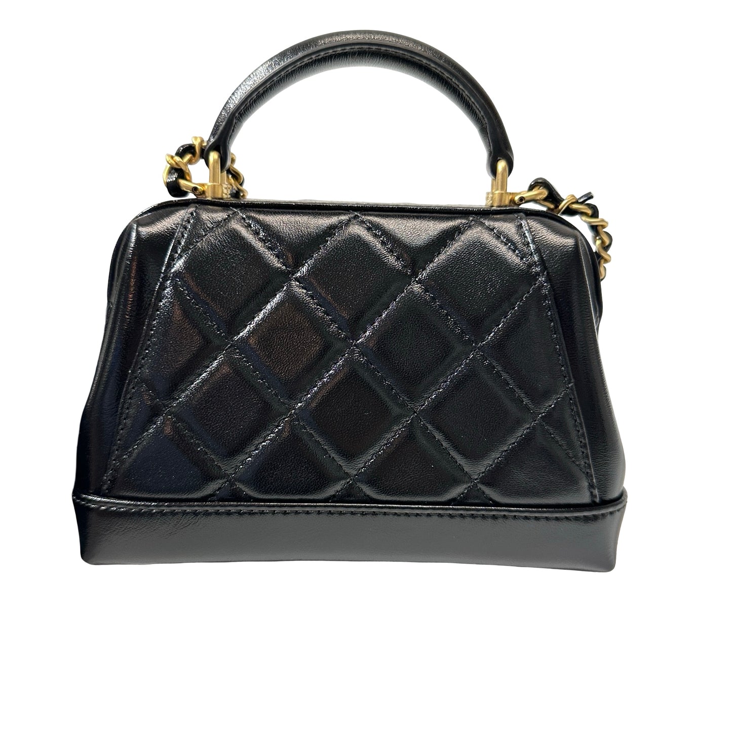 New CHANEL Mini with handle Cross Body Bag Black GHW