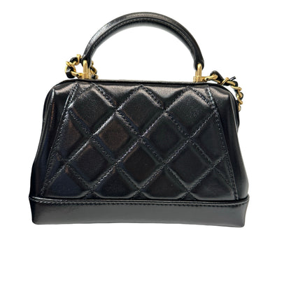 New CHANEL Mini with handle Cross Body Bag Black GHW