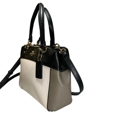 Used COACH Calfskin Two way shoulder bag Two Way Shoulder Bag Black White