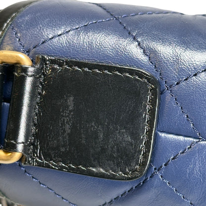 Used CHANEL Quilted Aged Calfskin Smooth Calfskin Gabrielle Hobo Bag Navy Black