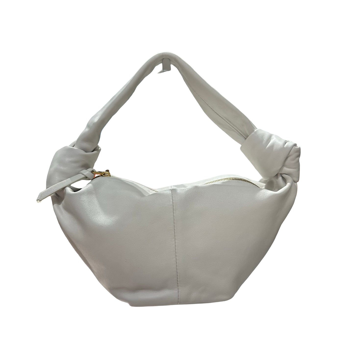 Used BOTTEGA VENETA Calfskin Leather Mini Double Knot Hobo Bag White