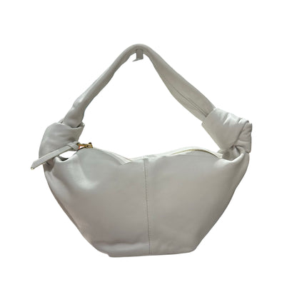 Used BOTTEGA VENETA Calfskin Leather Mini Double Knot Hobo Bag White
