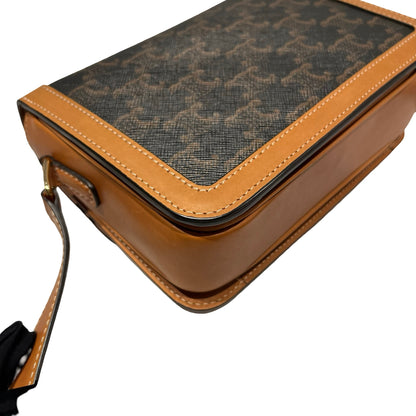 Used CÉLINE Triomphe Cross Body Bag Brown GHW