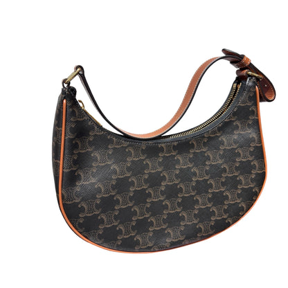 Used CÉLINE Canvas Ava Handbag Black Brown GHW