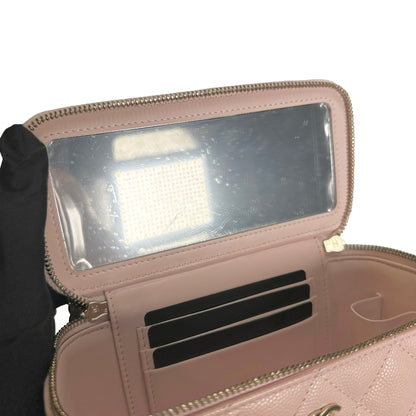 Used CHANEL Quilted Caviar Long Vanity Case Vanity case Pink