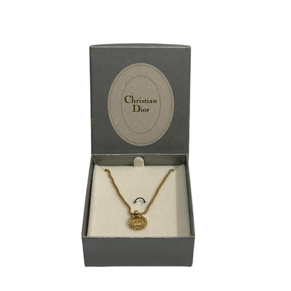 Used DIOR CD Necklace Necklace Gold