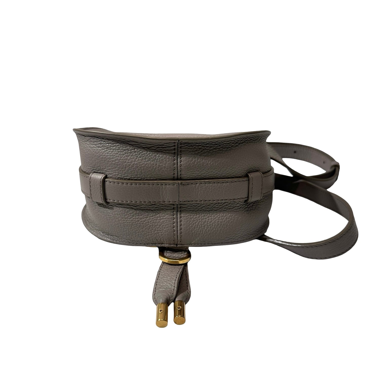 Used CHLOE Grained Calfskin Cross body bag Saddle Bag Grey