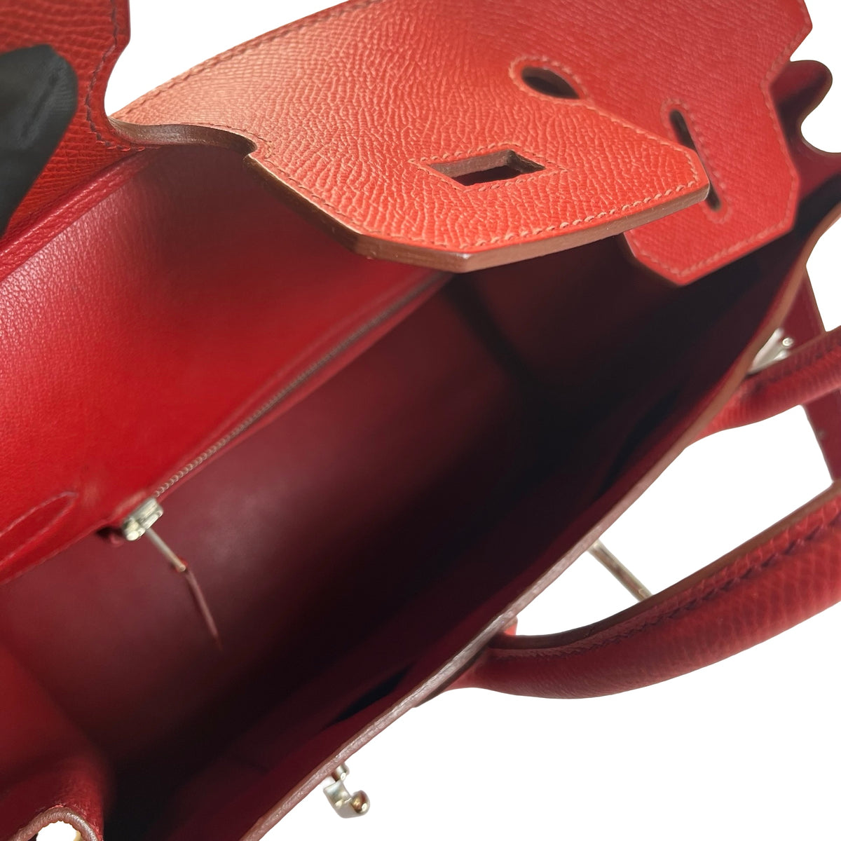 Used HERMES Epsom HAC 28 Handbag Red PHW