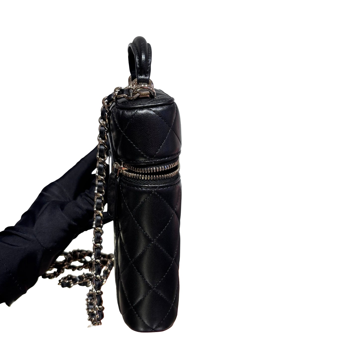 Used CHANEL Lambskin Leather Chain Shoulder Shoulder Bag Black GHW