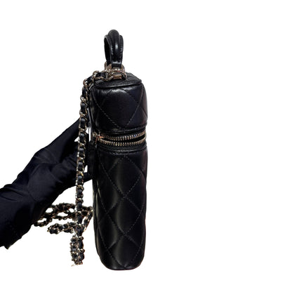 Used CHANEL Lambskin Leather Chain Shoulder Shoulder Bag Black GHW