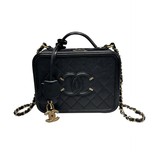 Used Chanel Vanity Case Chain Shoulder Bag Black GHW