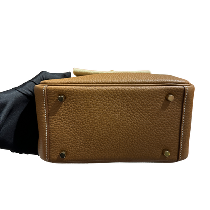 Brand New HERMES Taurillon Clemence Lindy Mini II Shoulder Bag Gold