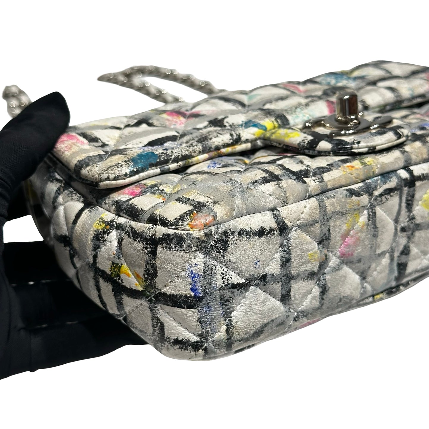 CHANEL CF MINI FLAP GRAFFITI WHITE CALFSKIN PHW [3000155]