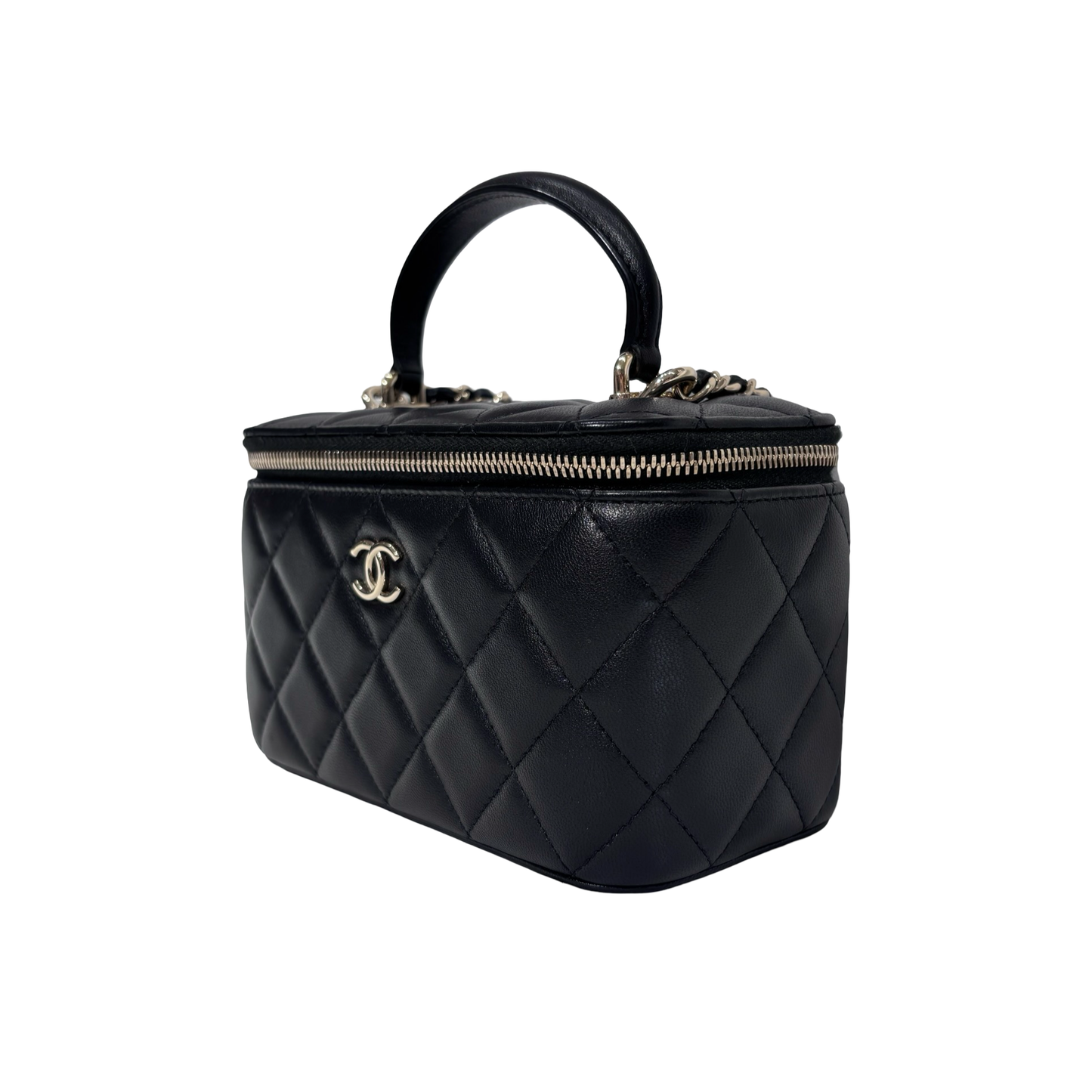 CHANEL VANITY CASE BLACK GHW LAMBSKIN AP2199 [3000210]