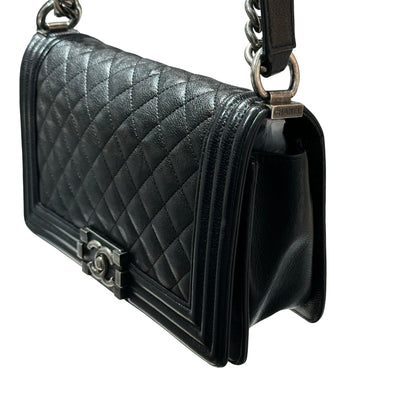CHANEL LE BOY 25 BLACK CAVIAR PHW [3000597]