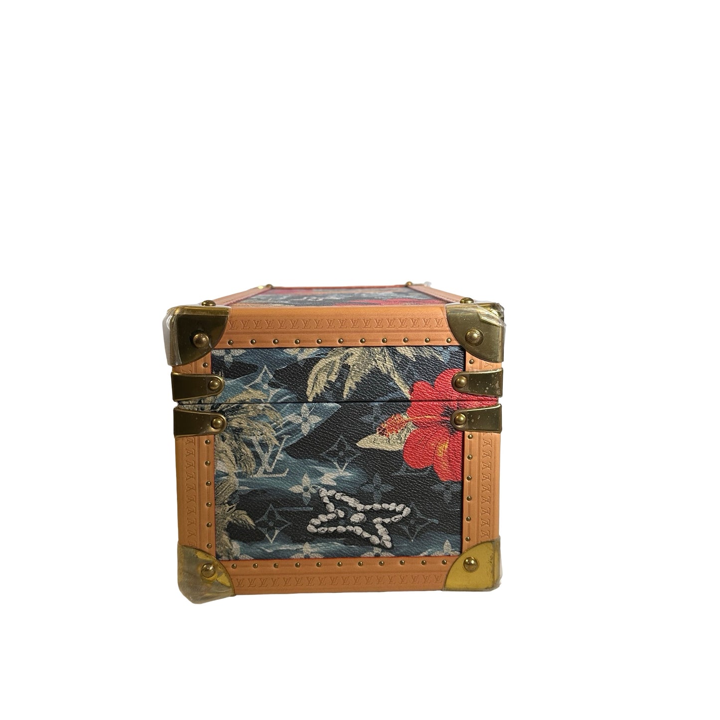 Used LOUIS VUITTON Calfskin Leather Monogram Box Box Blue Brown GHW