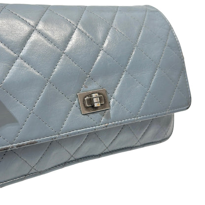 Used Chanel Shiny Calfskin WOC Cross Body Bag Baby Blue PHW