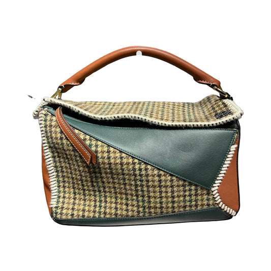 Used LOEWE Puzzle Medium Crossbody Bag Brown Green