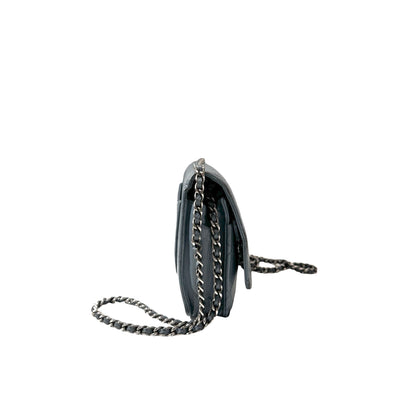 Used Chanel Shiny Calfskin WOC Cross Body Bag Baby Blue PHW