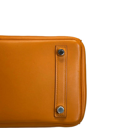 Used HERMES Swift Birkin 25 Handbag Orange PHW
