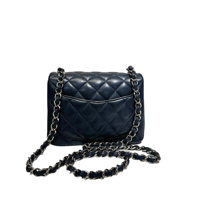 Chanel Mini Square Flap Cross Body Bag Navy PHW