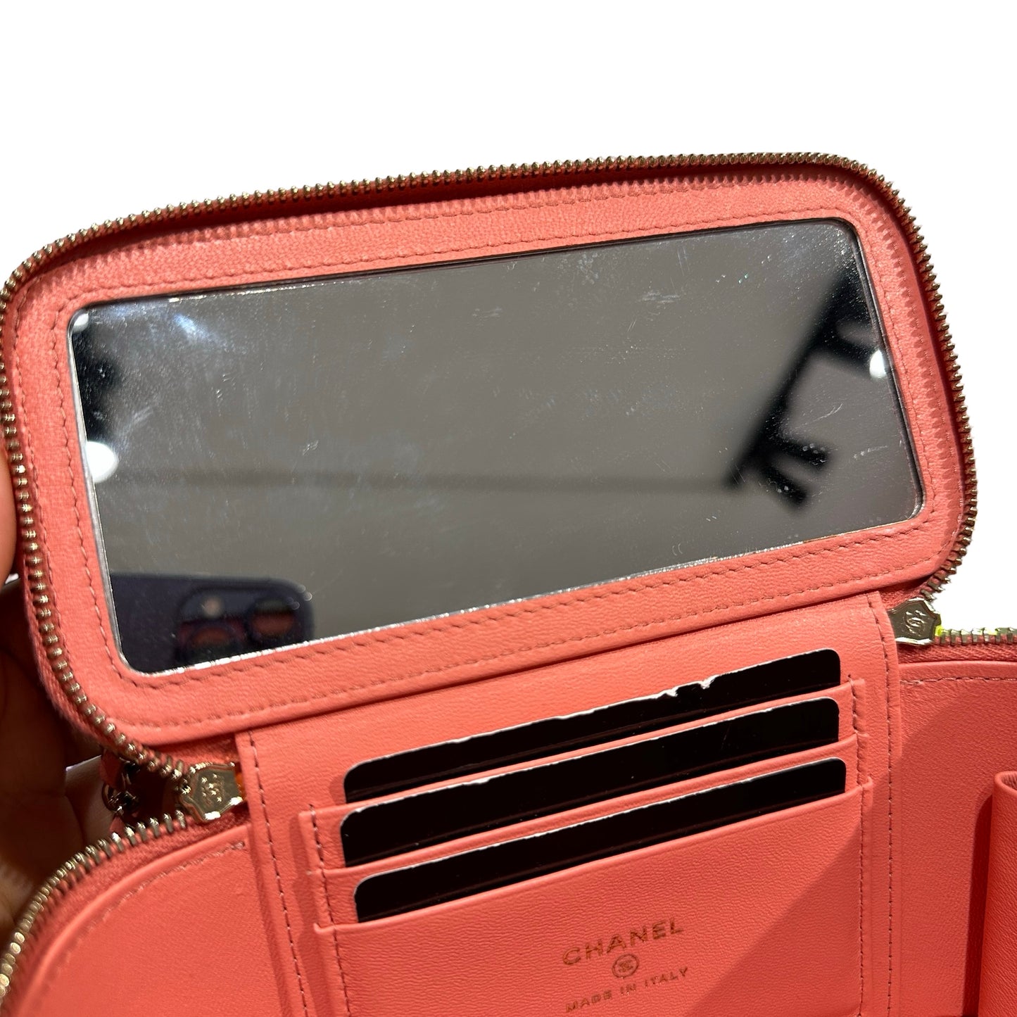 Used CHANEL Vanity Case Cross Body Bag Pink GHW