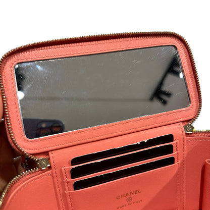 Used CHANEL Vanity Case Cross Body Bag Pink GHW