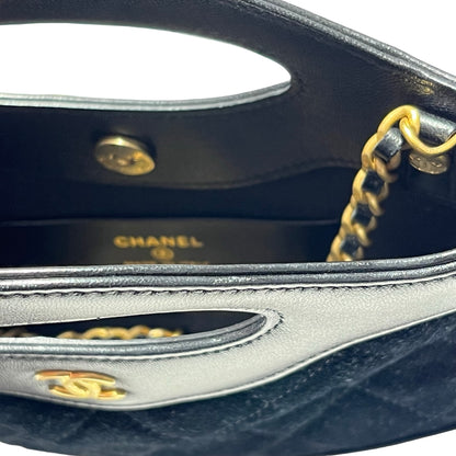 Used CHANEL Suede Lambskin Leather 31 Nano Handbag Black GHW
