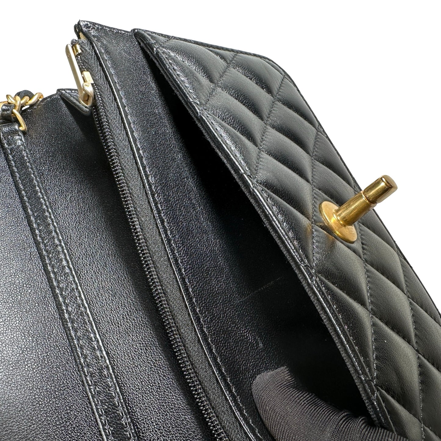 Used CHANEL Quilted Lambskin Wallet on chain Wallet on chain Black GHW