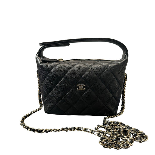 Used CHANEL Hobo Bag Black GHW