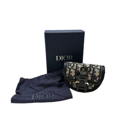 Used DIOR Oblique Saddle Pouch Navy Blue Grey Black