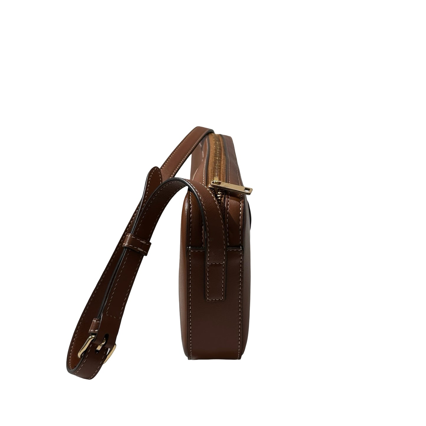 CELINE Smooth Calfskin Triomphe Hobo Camera Bag Brown